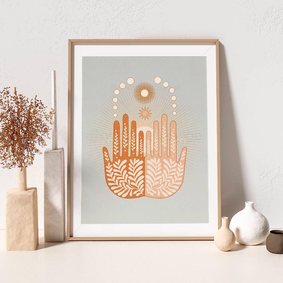 Boho Sun Hands Art Print