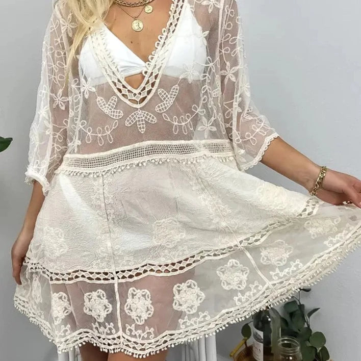 White Lace Cover Up