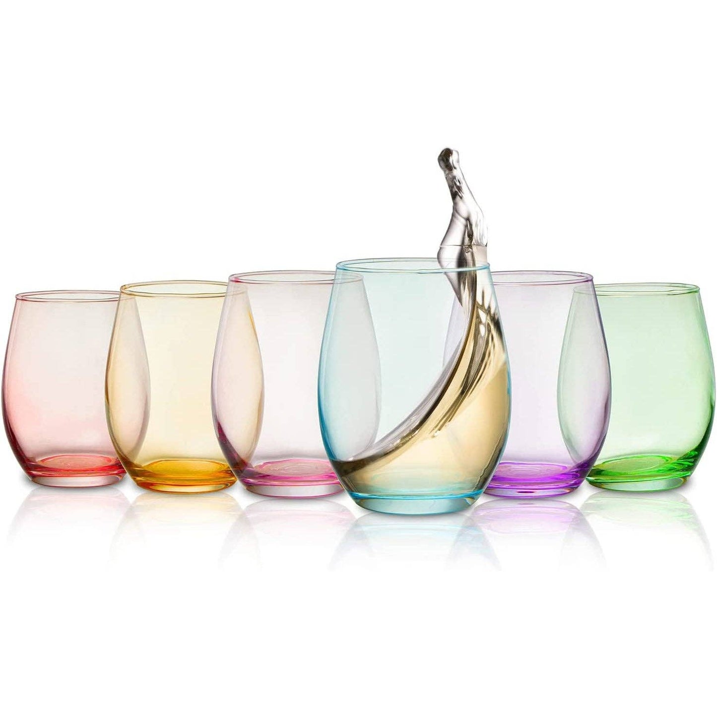 Stemless Colored Wine Glasses