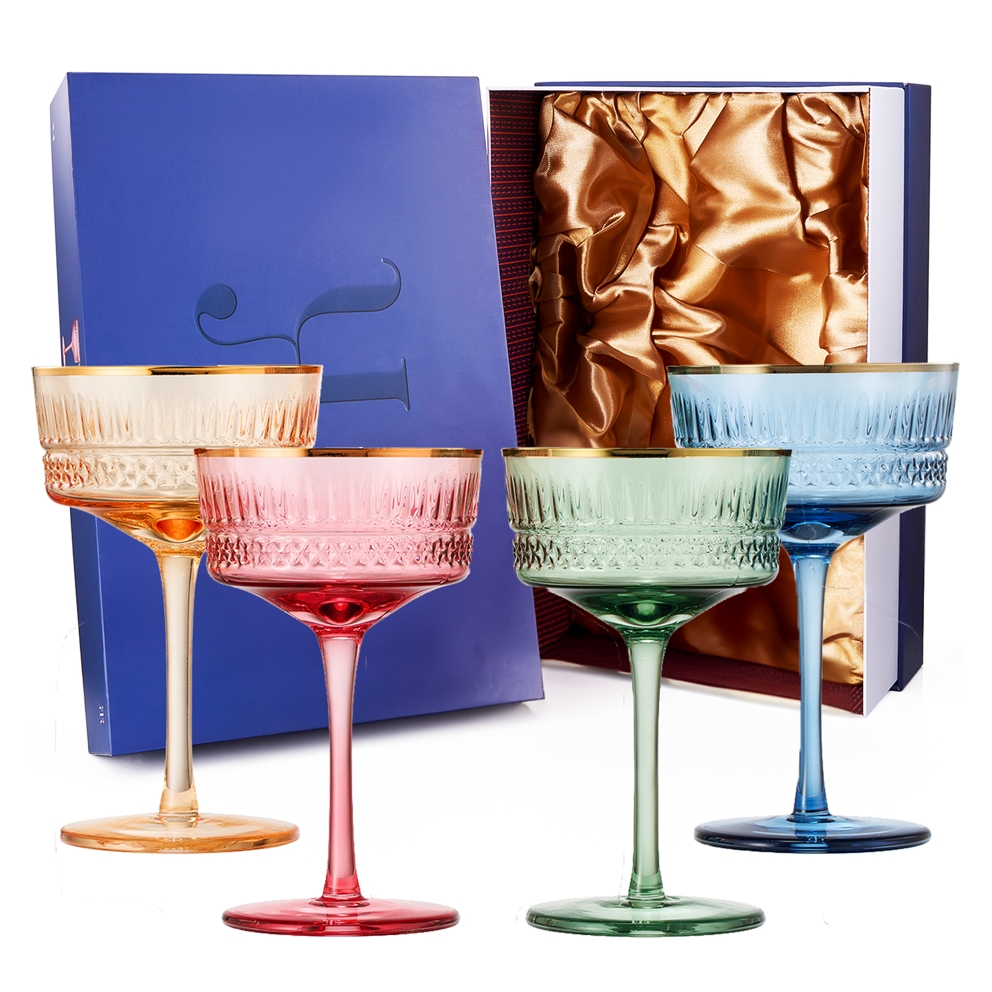 Vintage Pastel Coupe Glasses | Set of 4