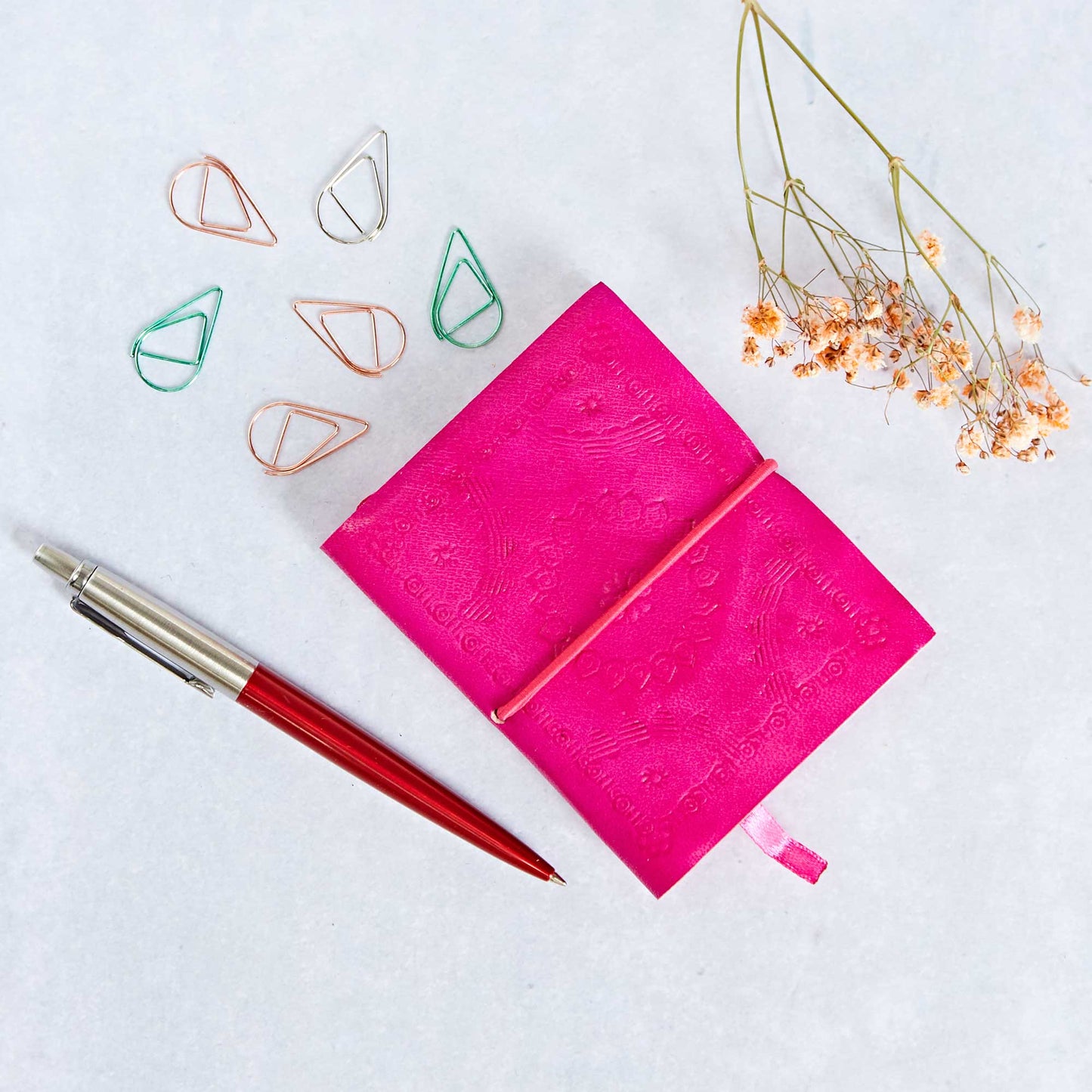 Mini Fuschsia Leather Journal
