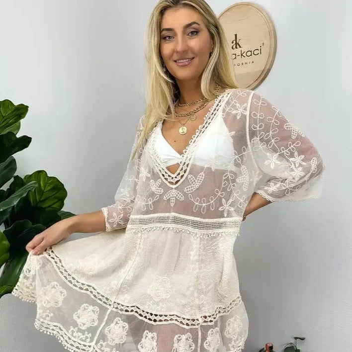White Lace Cover Up