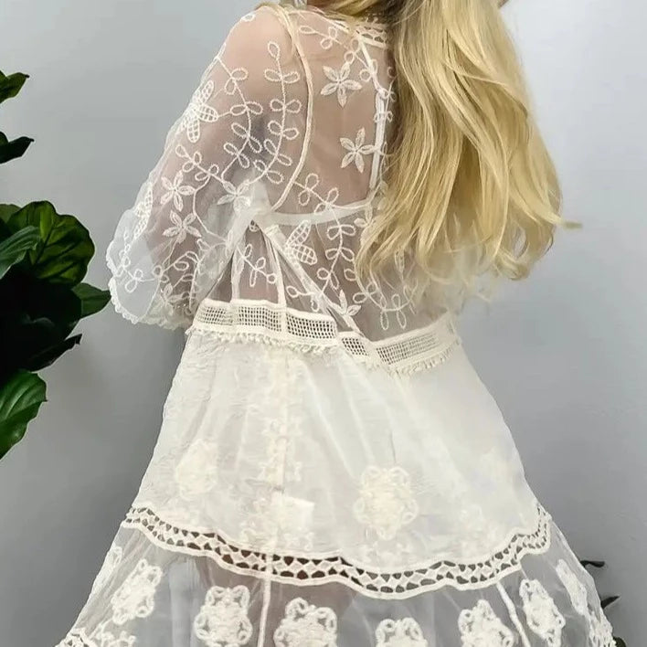 White Lace Cover Up