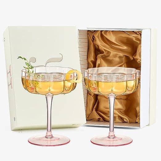 Wavy Flower Petals Cocktail Glass Set