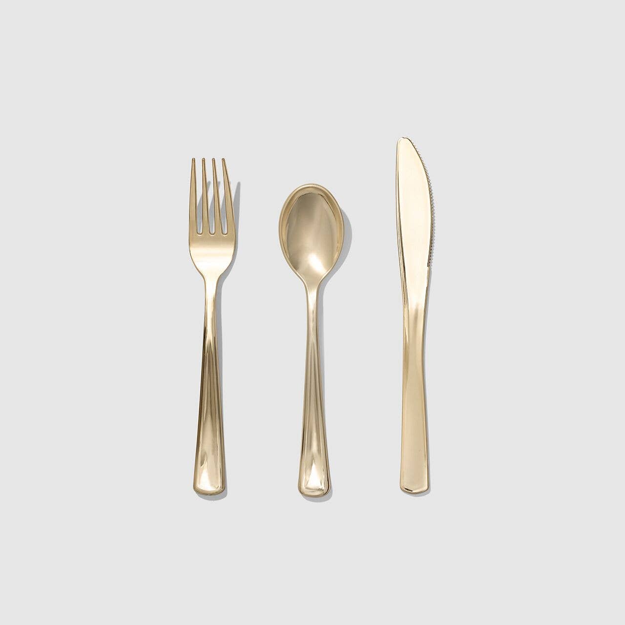 Metallic Gold Plastic Cutlery Set
