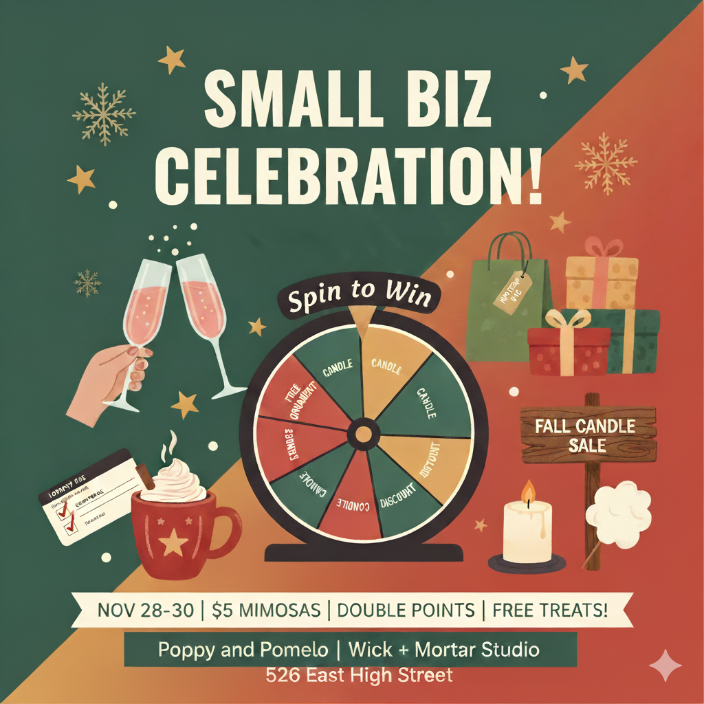 Black Friday & Small Business Weekend: Poppy & Pomelo | Wick + Mortar Studio