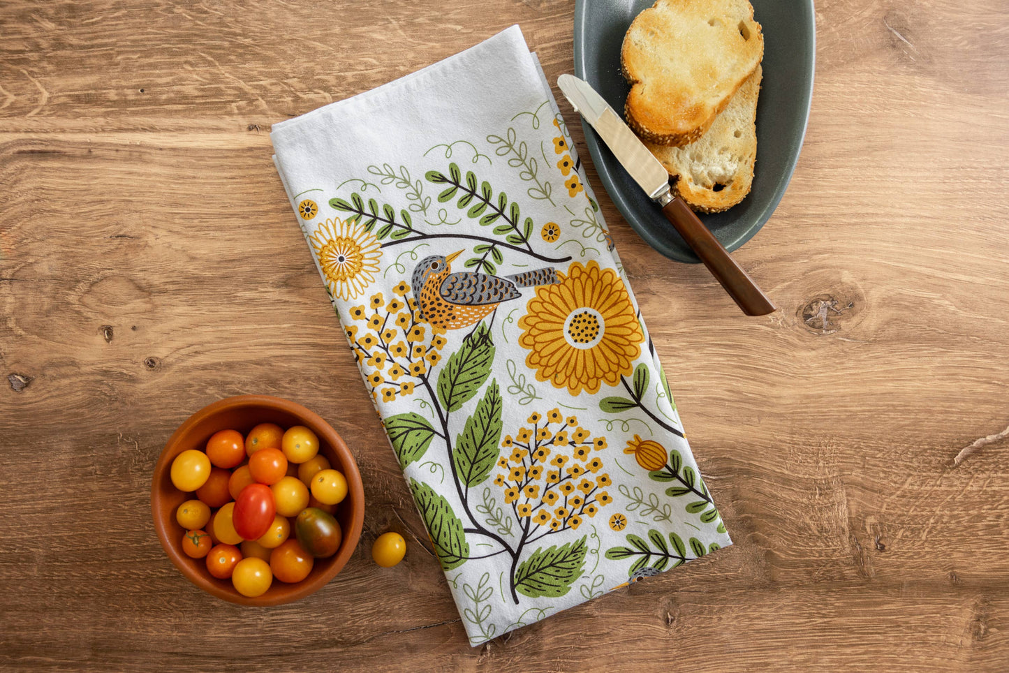 Mums & Robins Tea Towel - Bird Floral Kitchen Decor