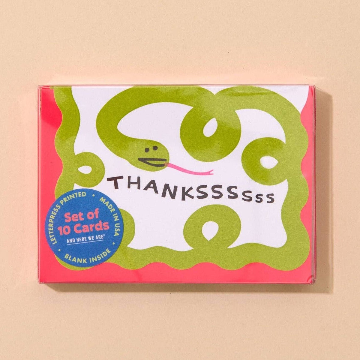 Thankssss Snake Letterpress Thank You Notecards – Set of 10