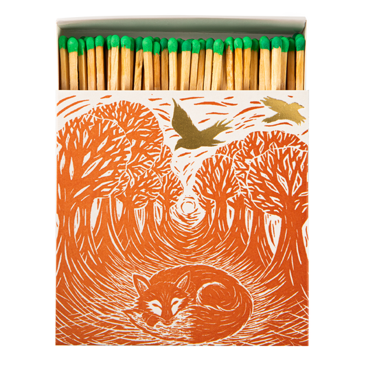 Sleeping Fox Safety Matches | Woodland Decorative Matchbox with 125 Matches