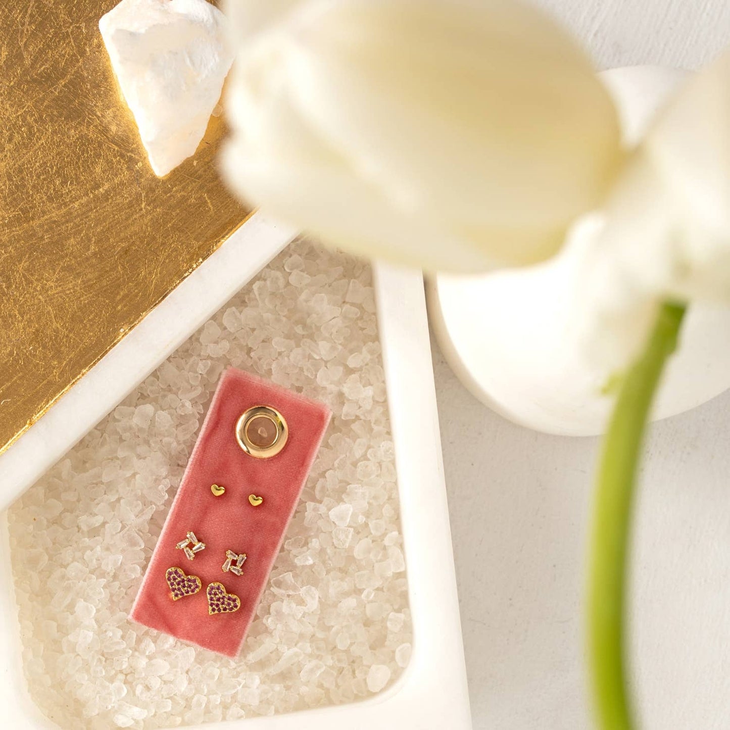 Pink Heart Stud Set of Three