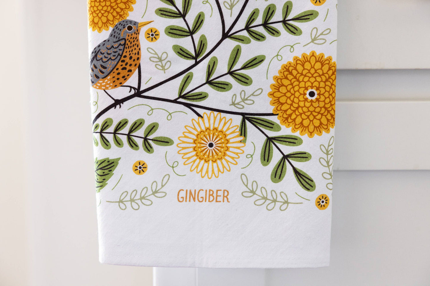 Mums & Robins Tea Towel - Bird Floral Kitchen Decor