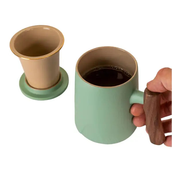 Porcelain Tea Mug with Infuser & Lid | 12 oz Loose Leaf Teacup
