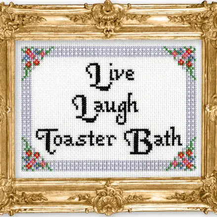 Live, Laugh, Toaster Bath Cross Stitch Kit