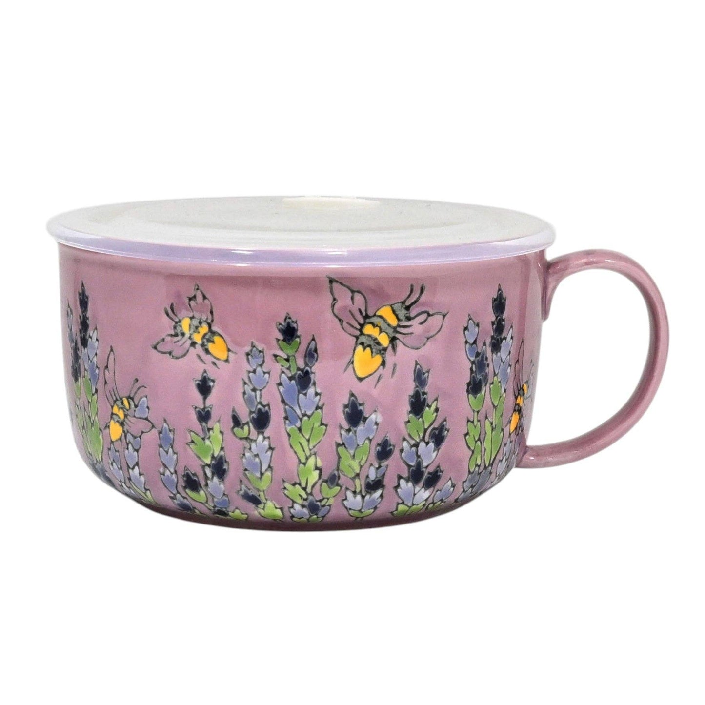 Bee Stoneware Microwave Bowl with Lid & Handle | 33 oz