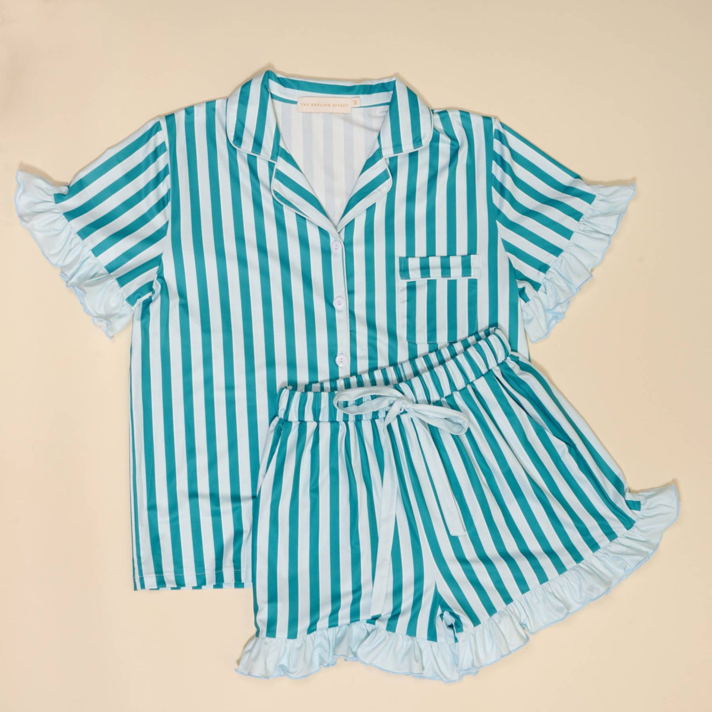 Sicily Slumber Party Pajama Shorts Set in Teal