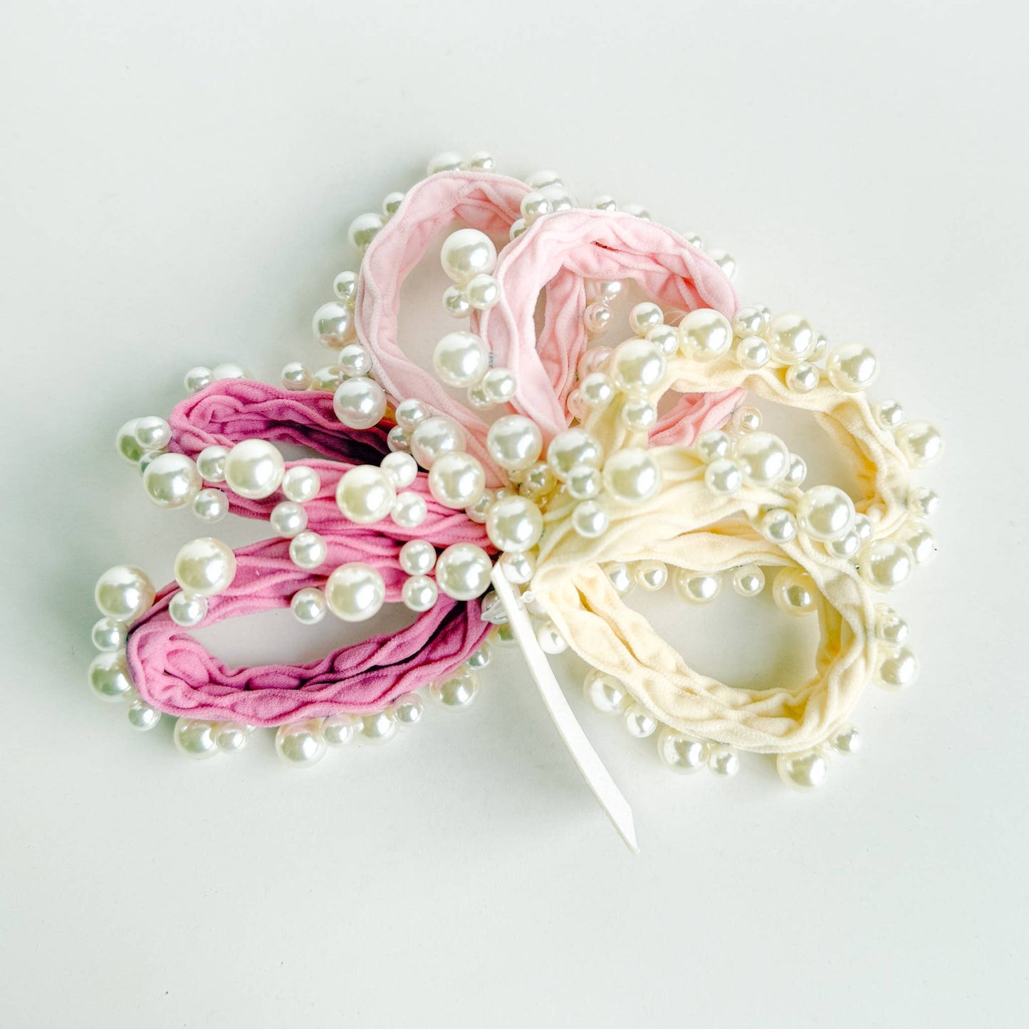 Pink Textured Pearl Hair Ties