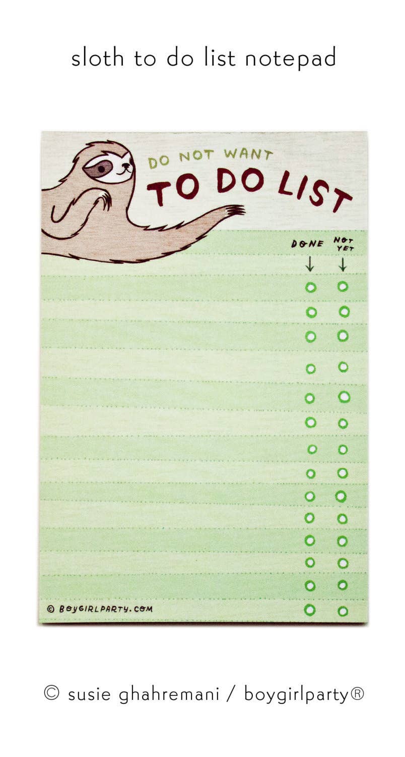 Sloth To-Do List Notepad | Funny Office Stationery