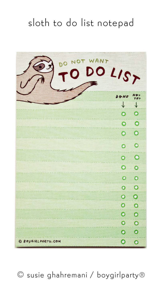 Sloth To-Do List Notepad | Funny Office Stationery