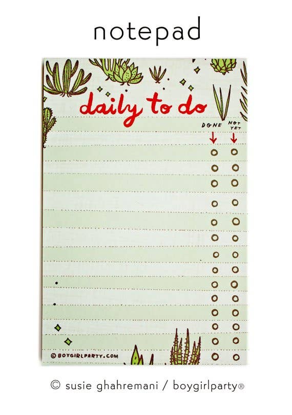 Cactus To Do List Notepad — Succulent Plant Eco Planner Pad