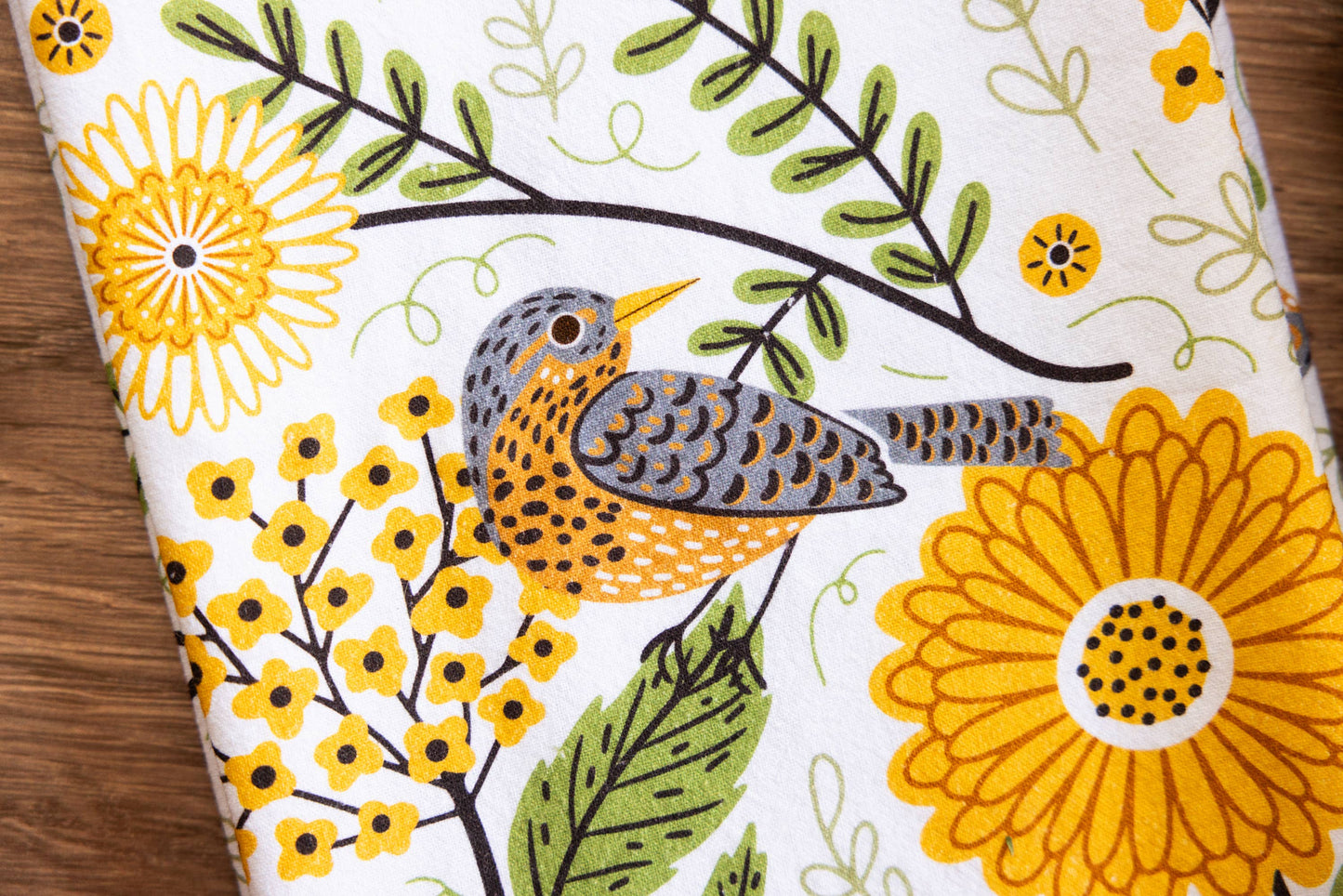 Mums & Robins Tea Towel - Bird Floral Kitchen Decor