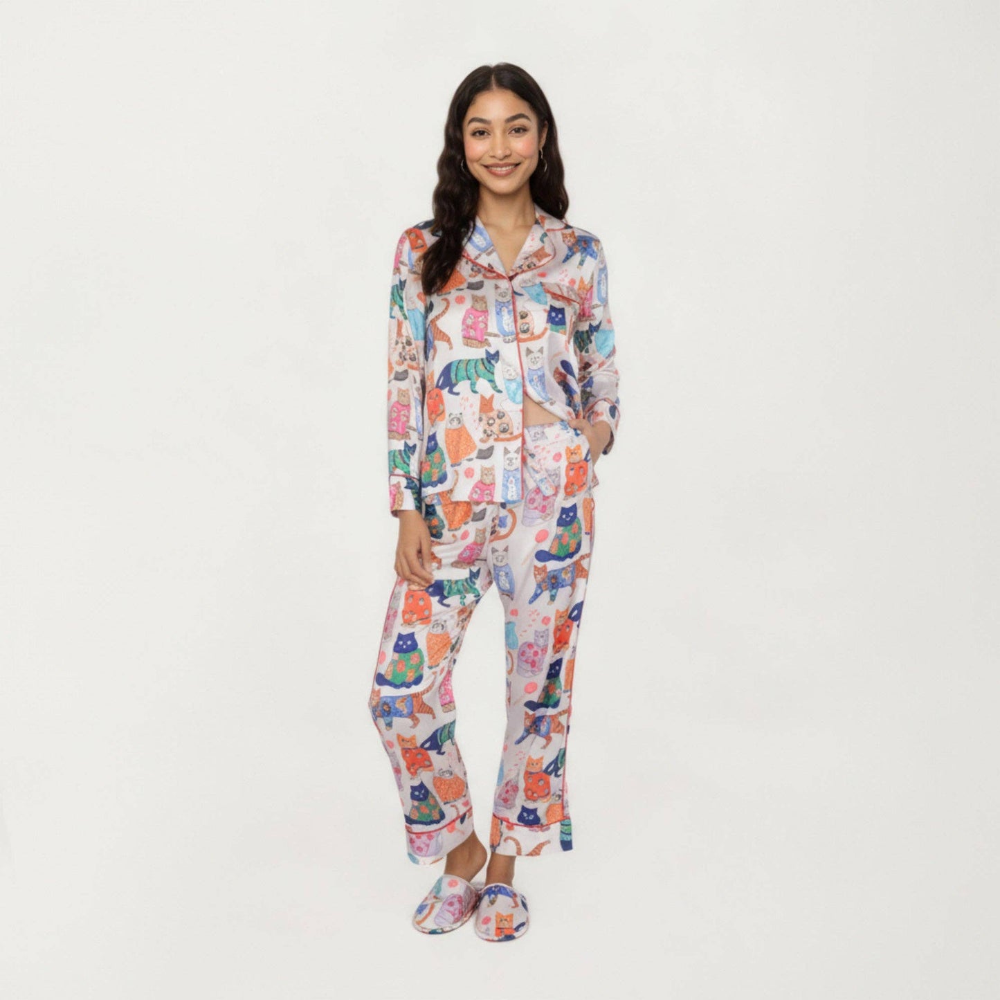 Cat Print Pajama Set