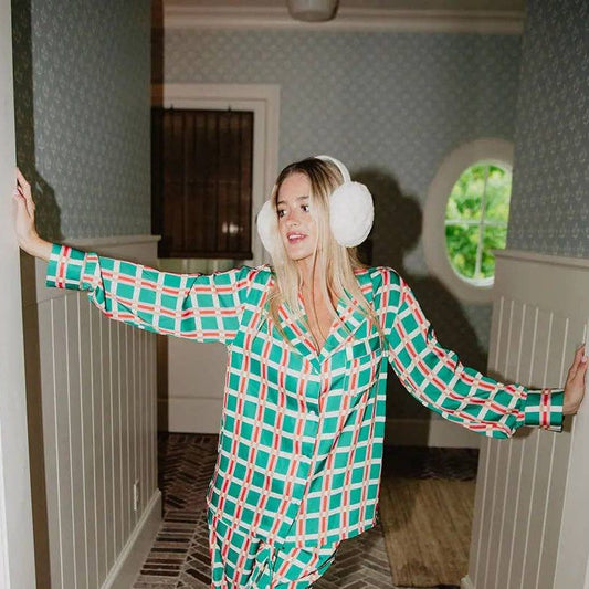 Green & Pink Plaid Pajama Set