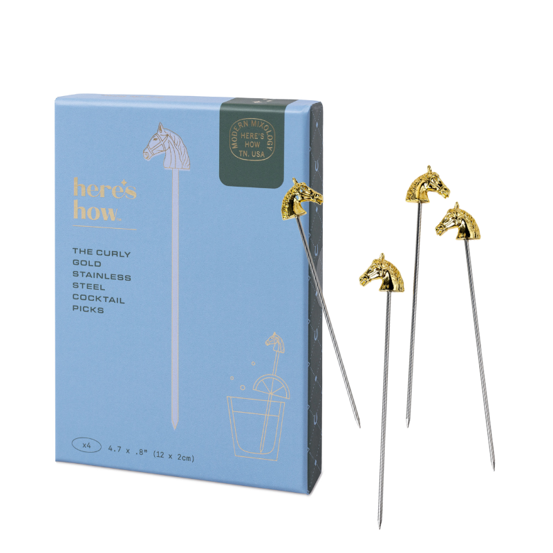 Curly Gold Cocktail Picks | Gold-Plated Stainless Steel Garnish Picks