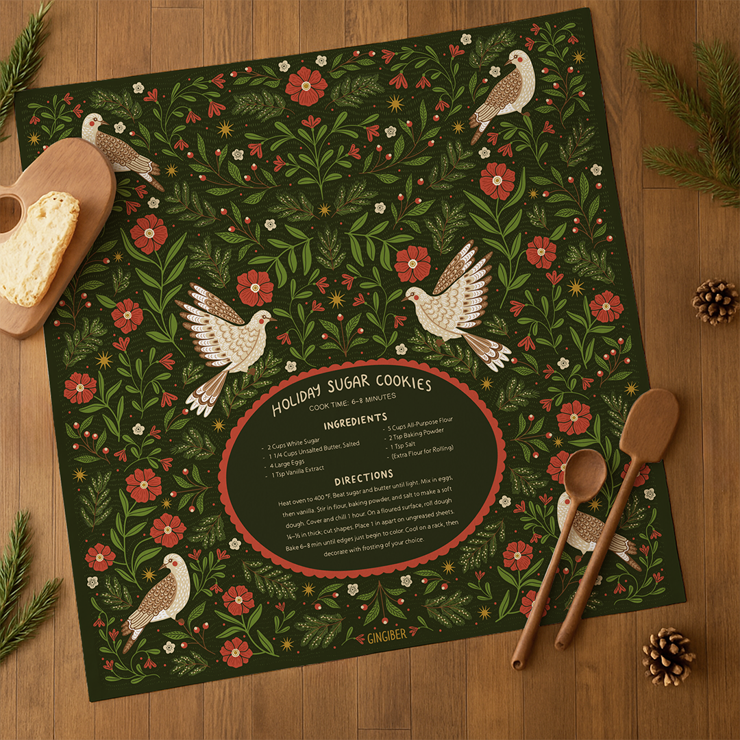 Sugar Cookies Tea Towel – Holiday Baking Kitchen Towel