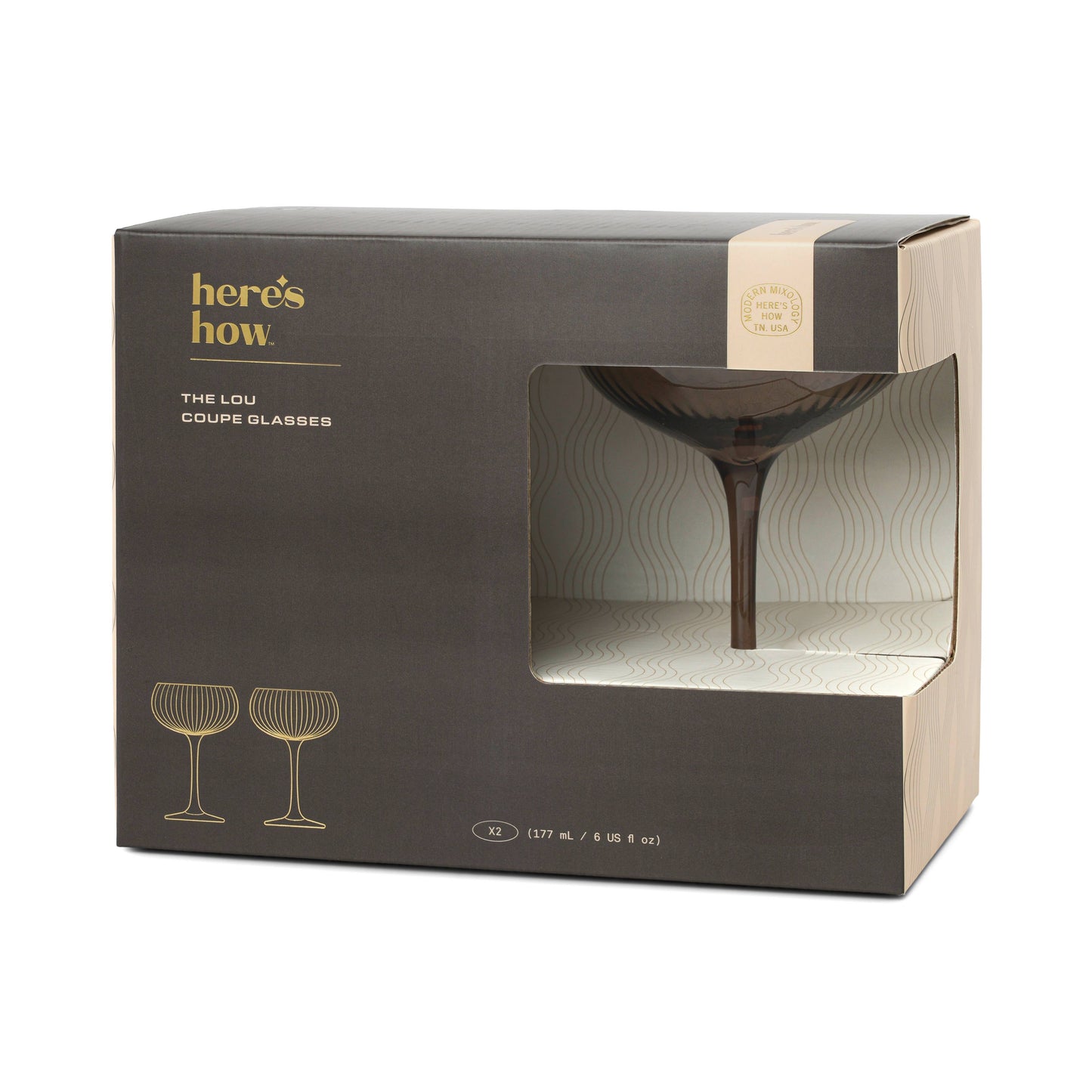 Lou Smoke Coupe Glass Set | Vintage-Inspired Cocktail Glasses (Set of 2)
