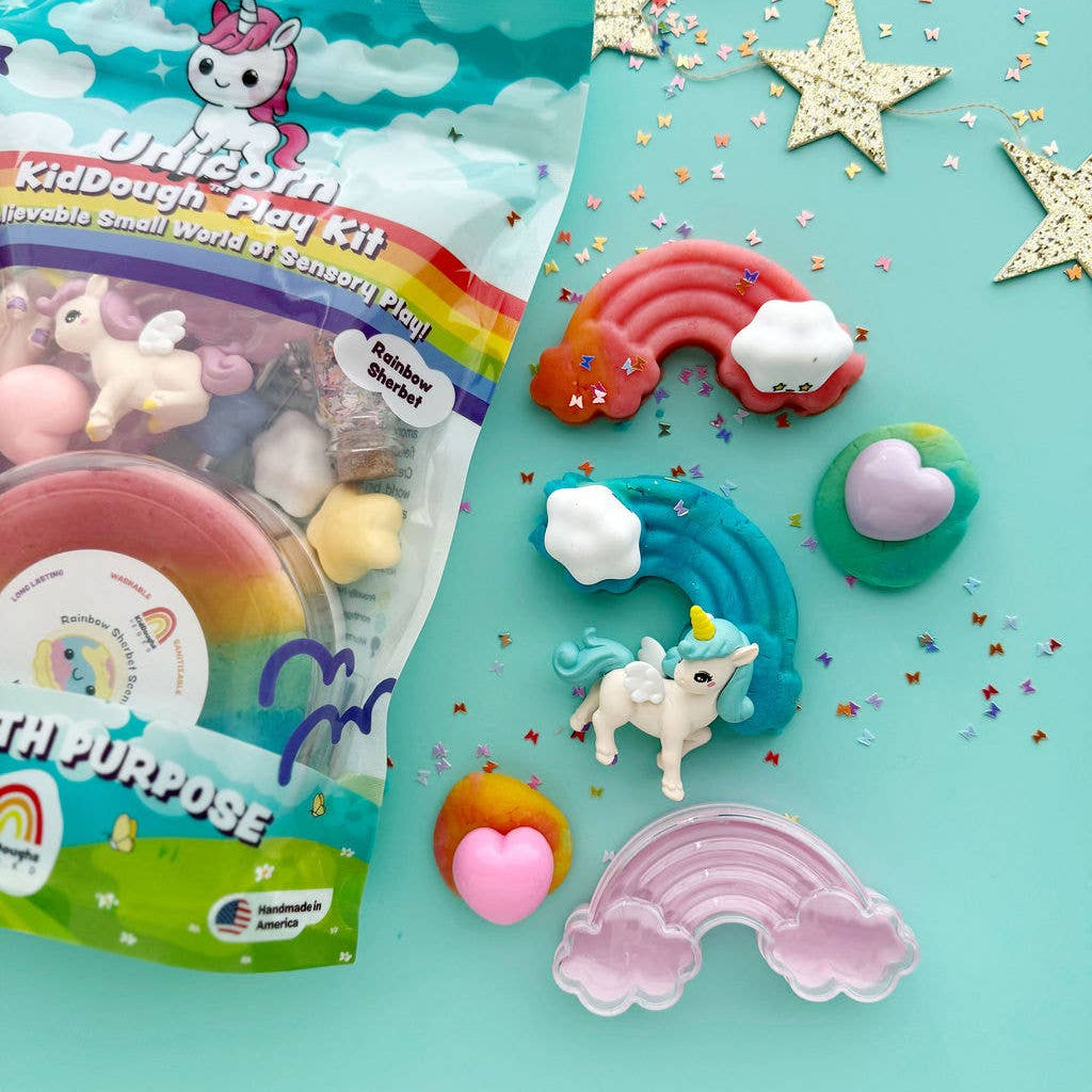 Unicorn KidDough Sensory Play Kit | Rainbow Sherbet Sensory Dough