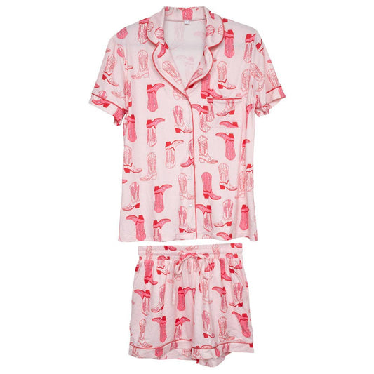 Pink Western Boots Pajama Set