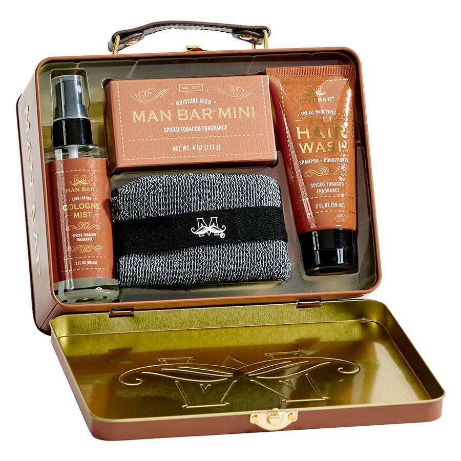Man Bar Travel Tin Grooming Kit - Spiced Tobacco