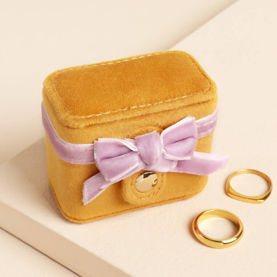 Mustard and Pink Bow Ring Box