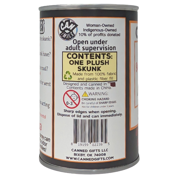 Bandit the Canned Skunk - Plush Toy in a Can