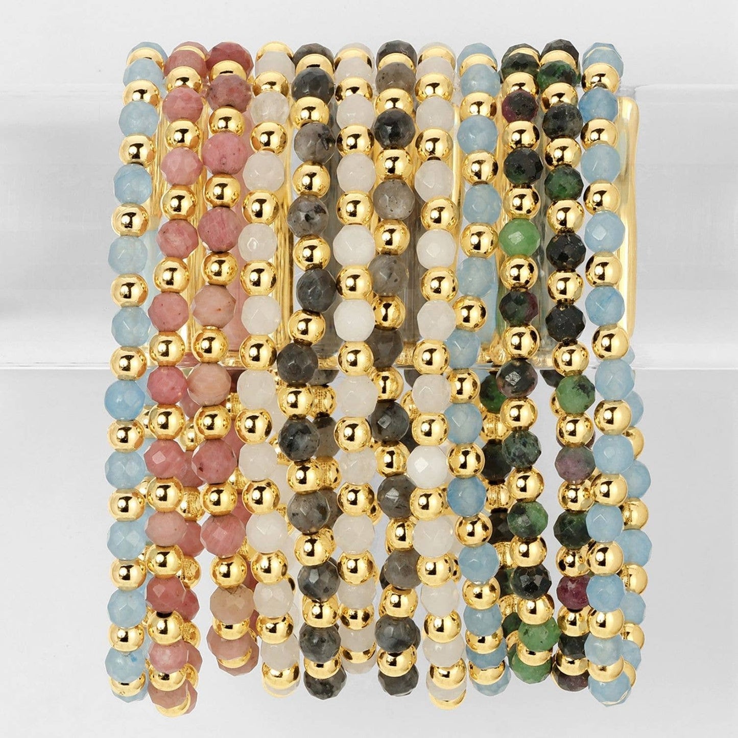 Stretch Stone & Bead Bracelet