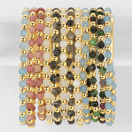 Stretch Stone & Bead Bracelet
