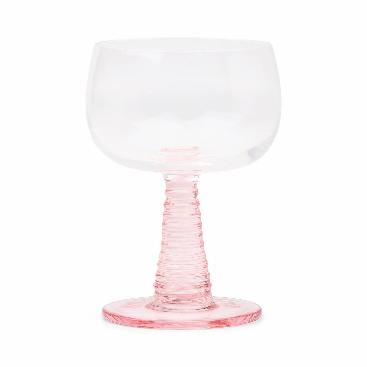 Romy Blush Ribbed Stem Wine Glass Set | Vintage-Inspired Glasses (Set of 2)