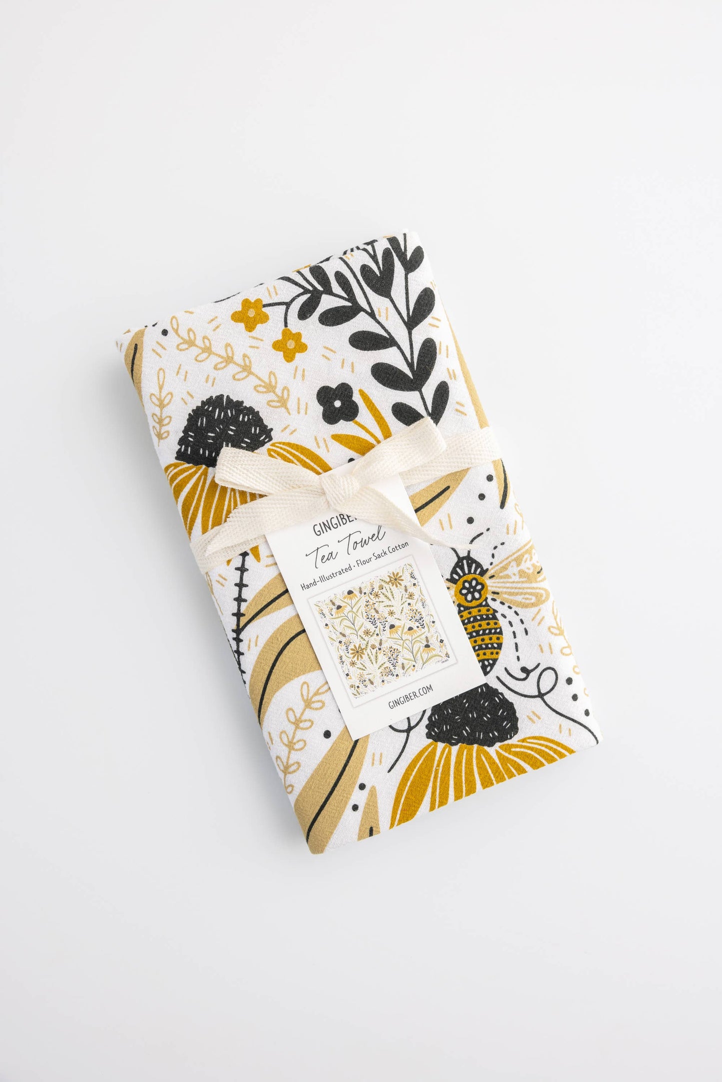 Bee Garden Tea Towel - Bee Floral Kitchen Towel Decor