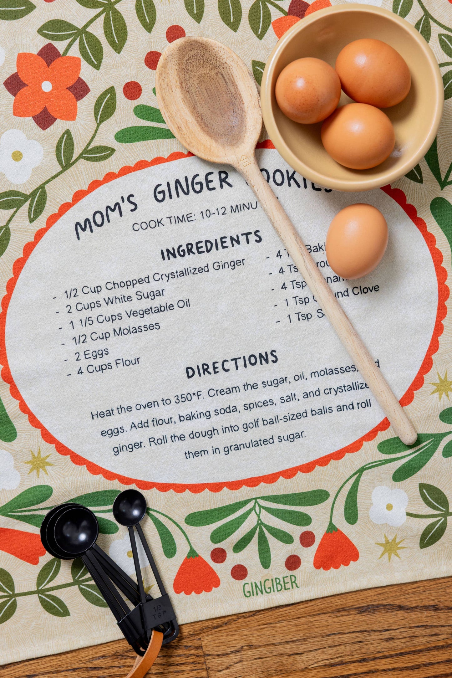 Ginger Cookies Tea Towel - Holiday Baking Kitchen Towel