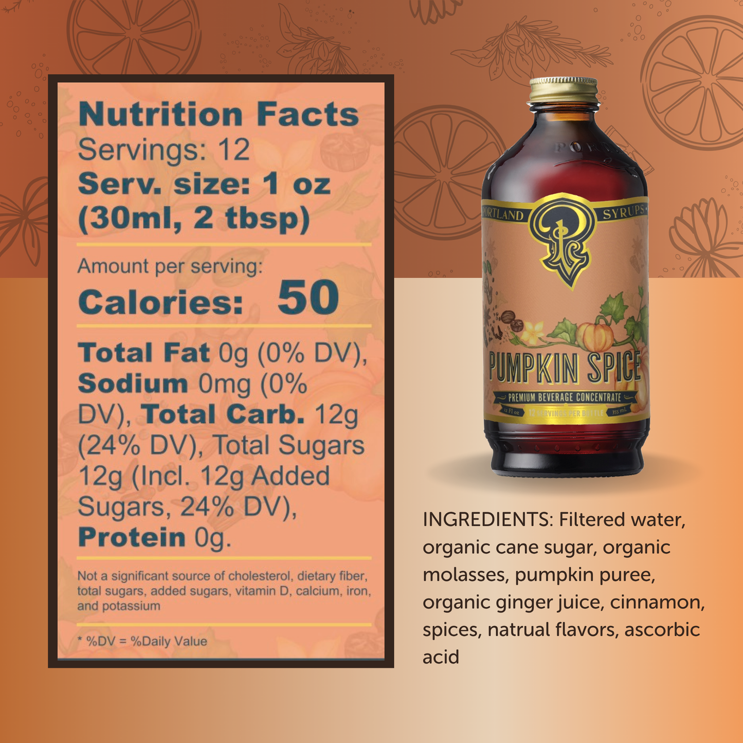 Pumpkin Spice Syrup | 12 oz Coffee, Tea & Cocktail Mixer