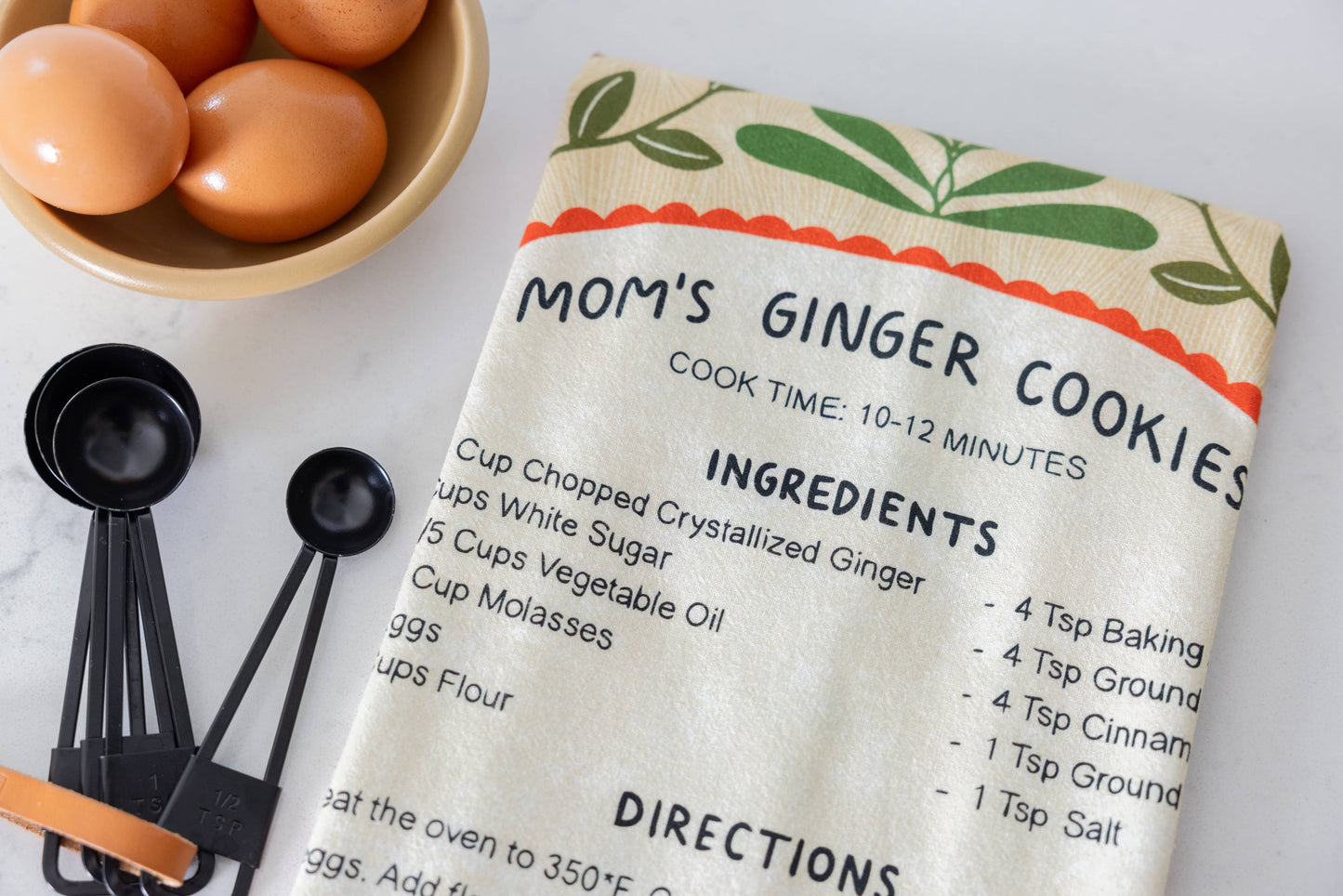 Ginger Cookies Tea Towel - Holiday Baking Kitchen Towel