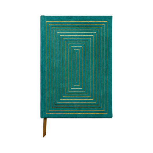 Linear Boxes Green Sueded Journal | Hardcover Lined Notebook