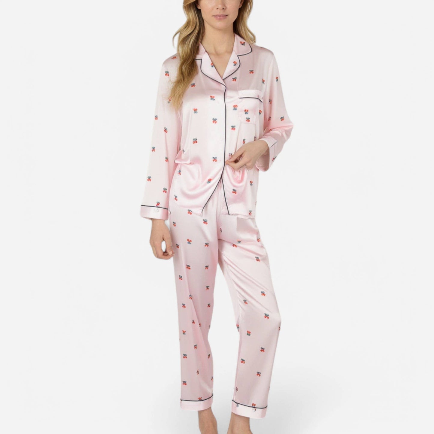 Satin Cherry Pajama Set