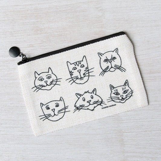 Silly Cat Face Zipper Pouch | Small Travel &amp; Cosmetic Bag