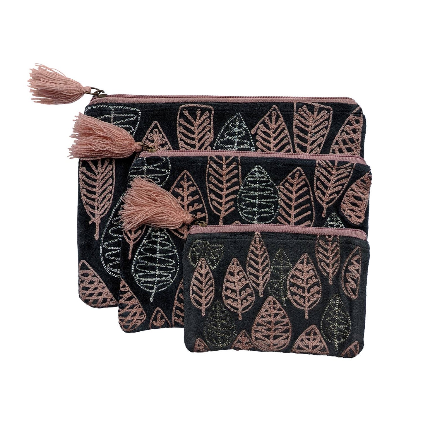 Peach Velvet Leaf Pouches