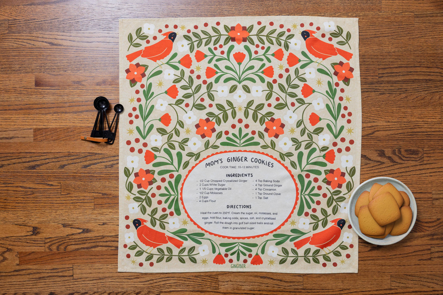 Ginger Cookies Tea Towel - Holiday Baking Kitchen Towel