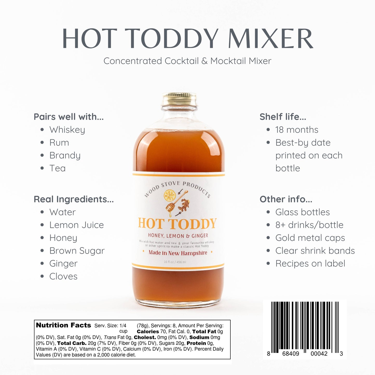 Hot Toddy Cocktail & Mocktail Mixer (16 fl oz)