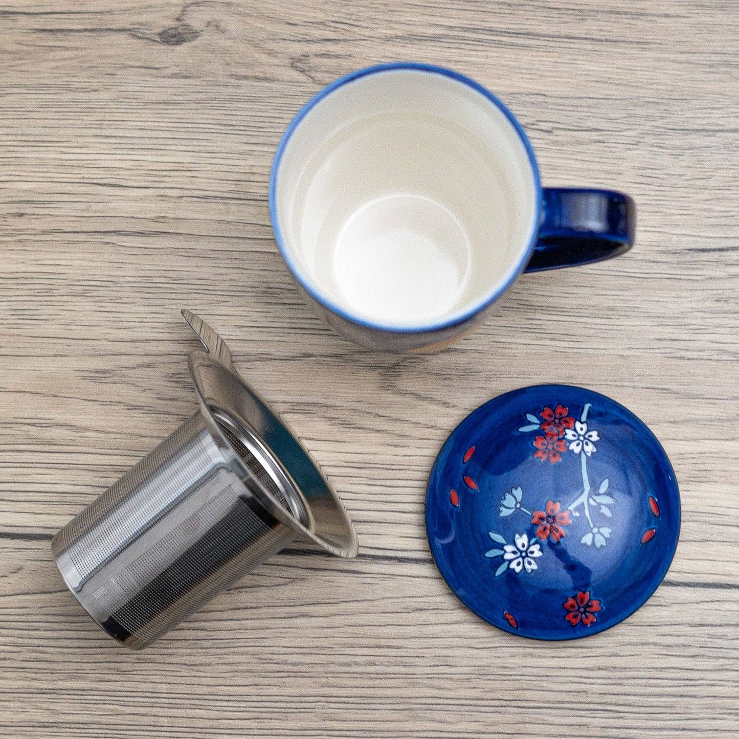 Fuji Mountain Porcelain Tea Mug with Infuser & Lid | 15 oz