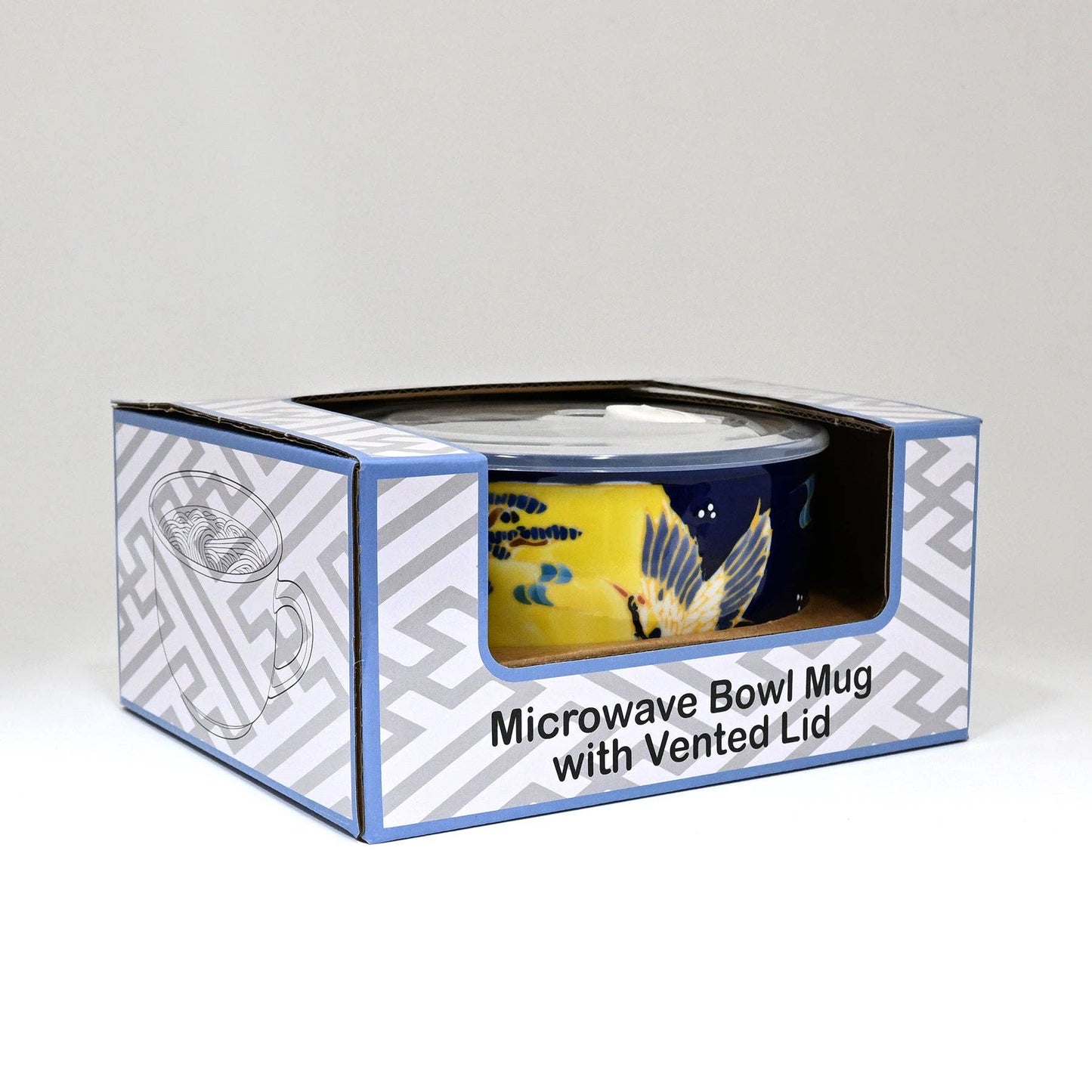 Moon Crane Stoneware Microwave Bowl with Lid & Handle | 33 oz