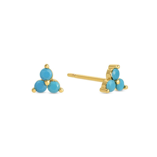 Light Blue Triple Cluster Stud Earrings